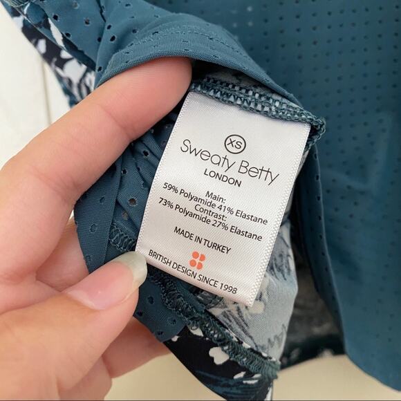 Sweaty Betty Homestraight Running Teal Stargazer Wild Garden Print Crop Top XS - Picture 5 of 7